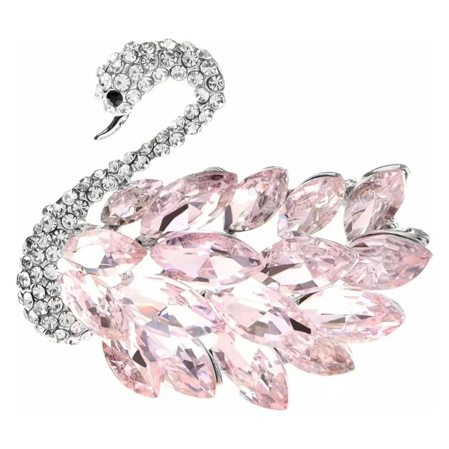 Crystal Feather Swimming Swan Brooch