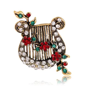 Cubic Zirconia & 18K Gold-Plated Accordion Brooch
