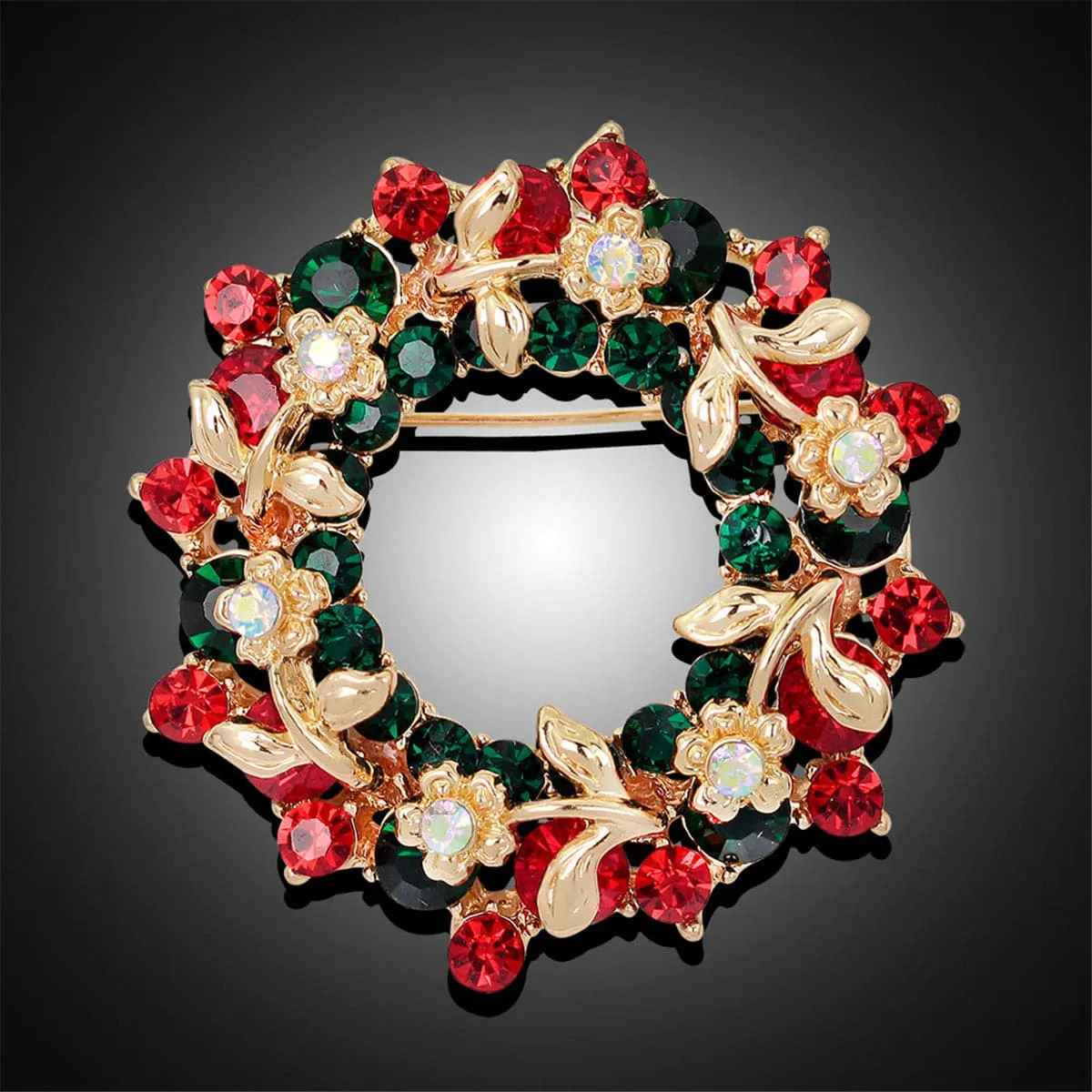 Cubic Zirconia & 18K Gold-Plated Wreath Brooch