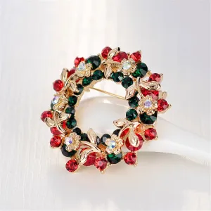 Cubic Zirconia & 18K Gold-Plated Wreath Brooch