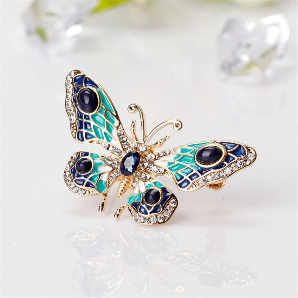 Cubic Zirconia & Crystal Butterfly Brooch