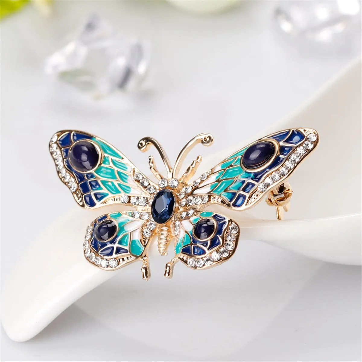 Cubic Zirconia & Crystal Butterfly Brooch