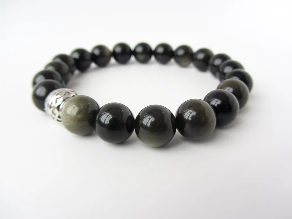 Dark Gold Obsidian Mens Bracelet