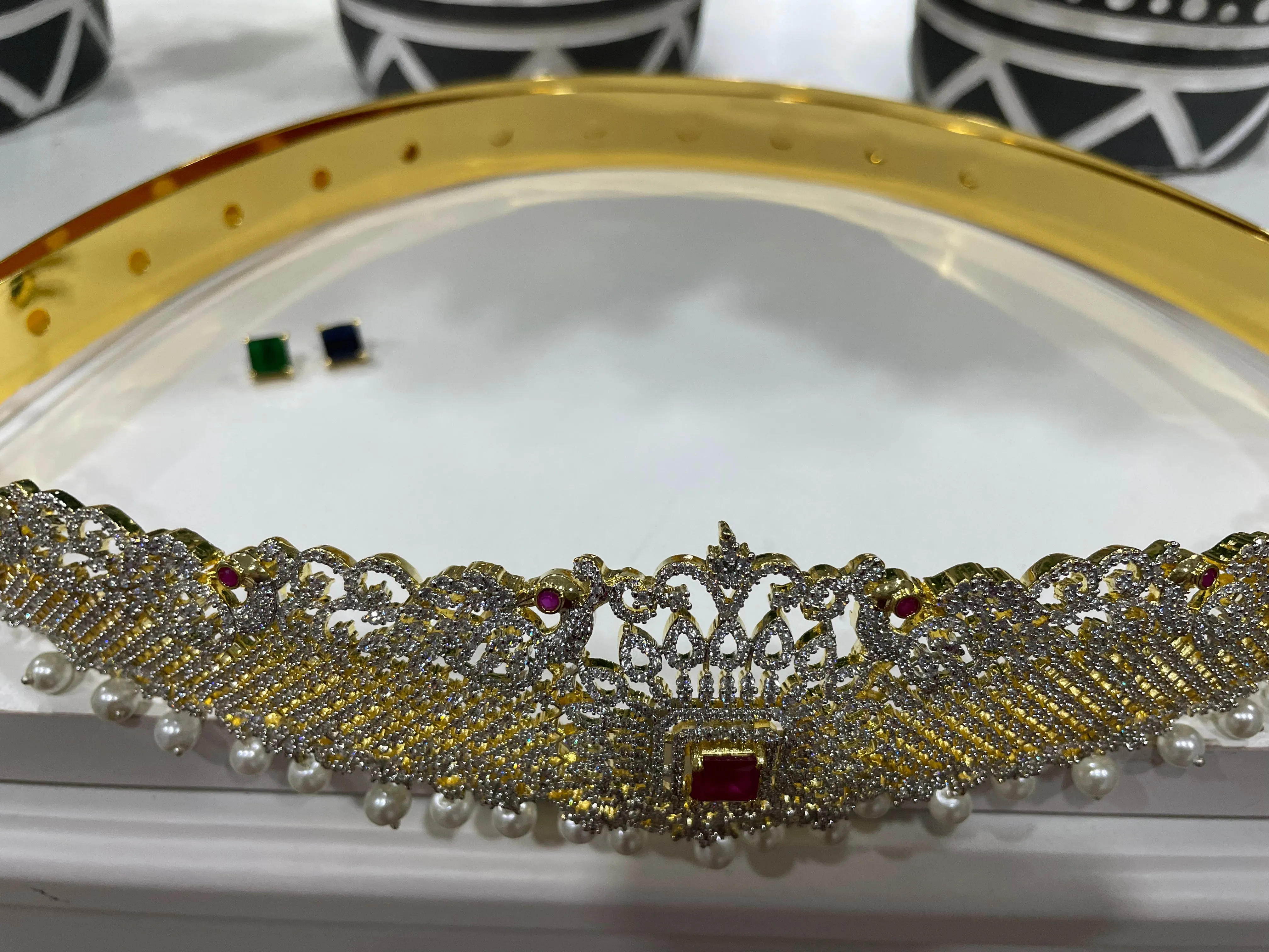 Diamond Finish Vaddanam with Interchangeable Stones