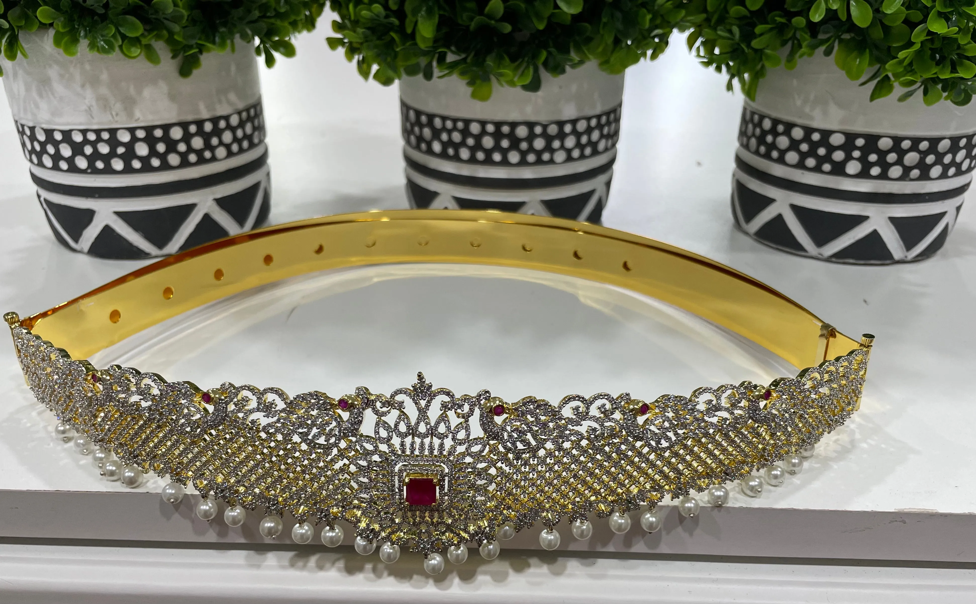 Diamond Finish Vaddanam with Interchangeable Stones