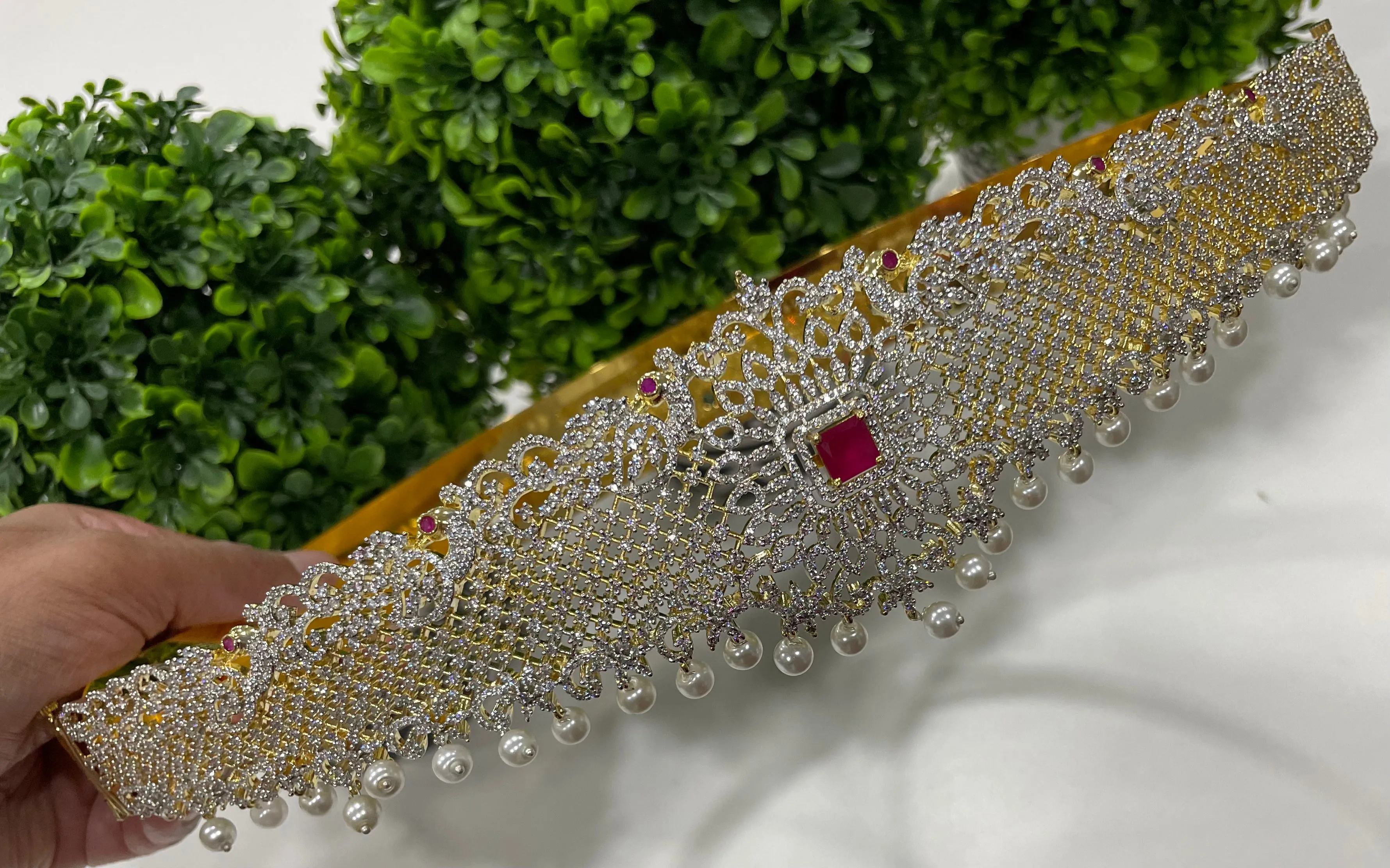 Diamond Finish Vaddanam with Interchangeable Stones