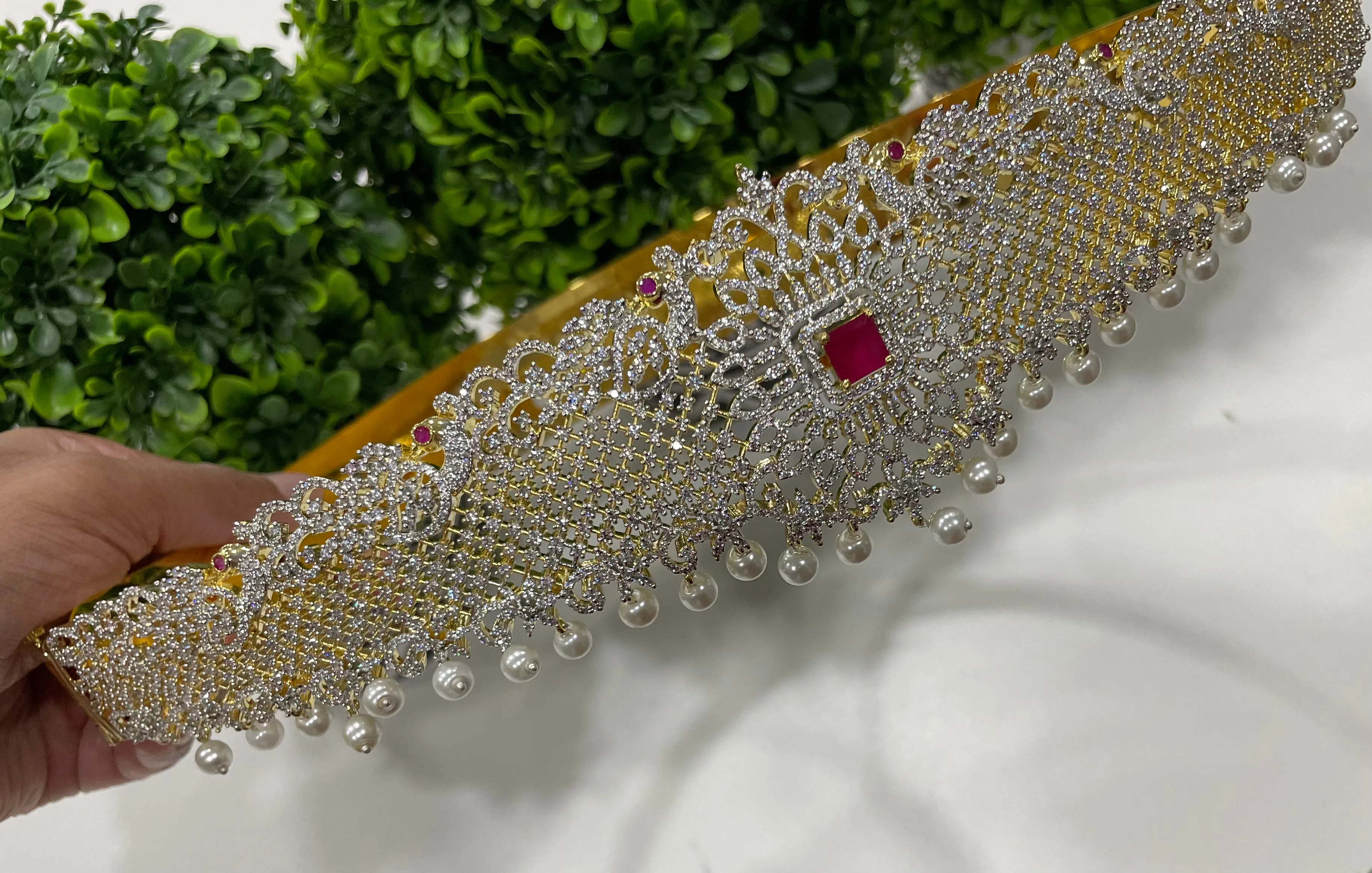 Diamond Finish Vaddanam with Interchangeable Stones