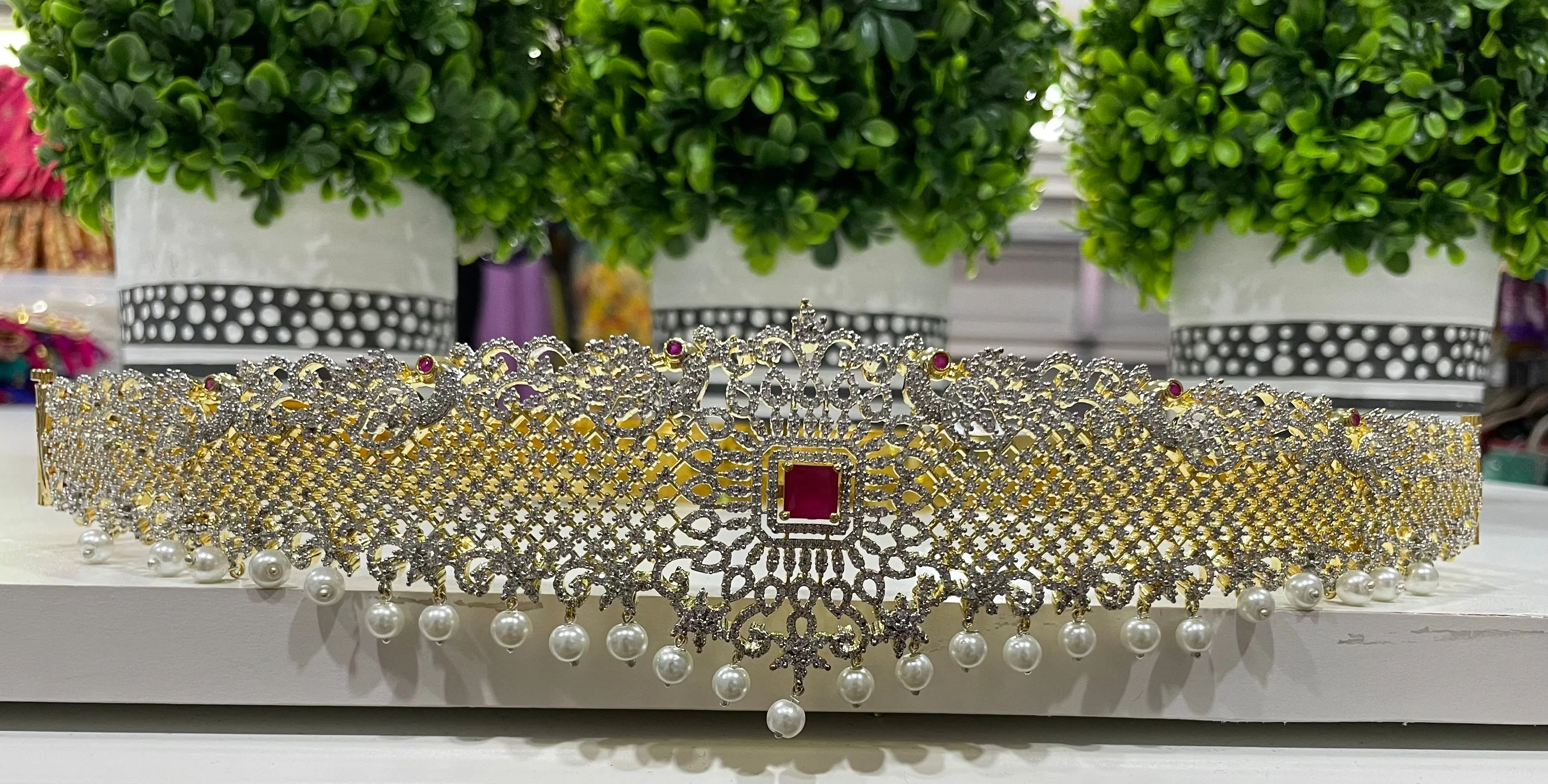 Diamond Finish Vaddanam with Interchangeable Stones