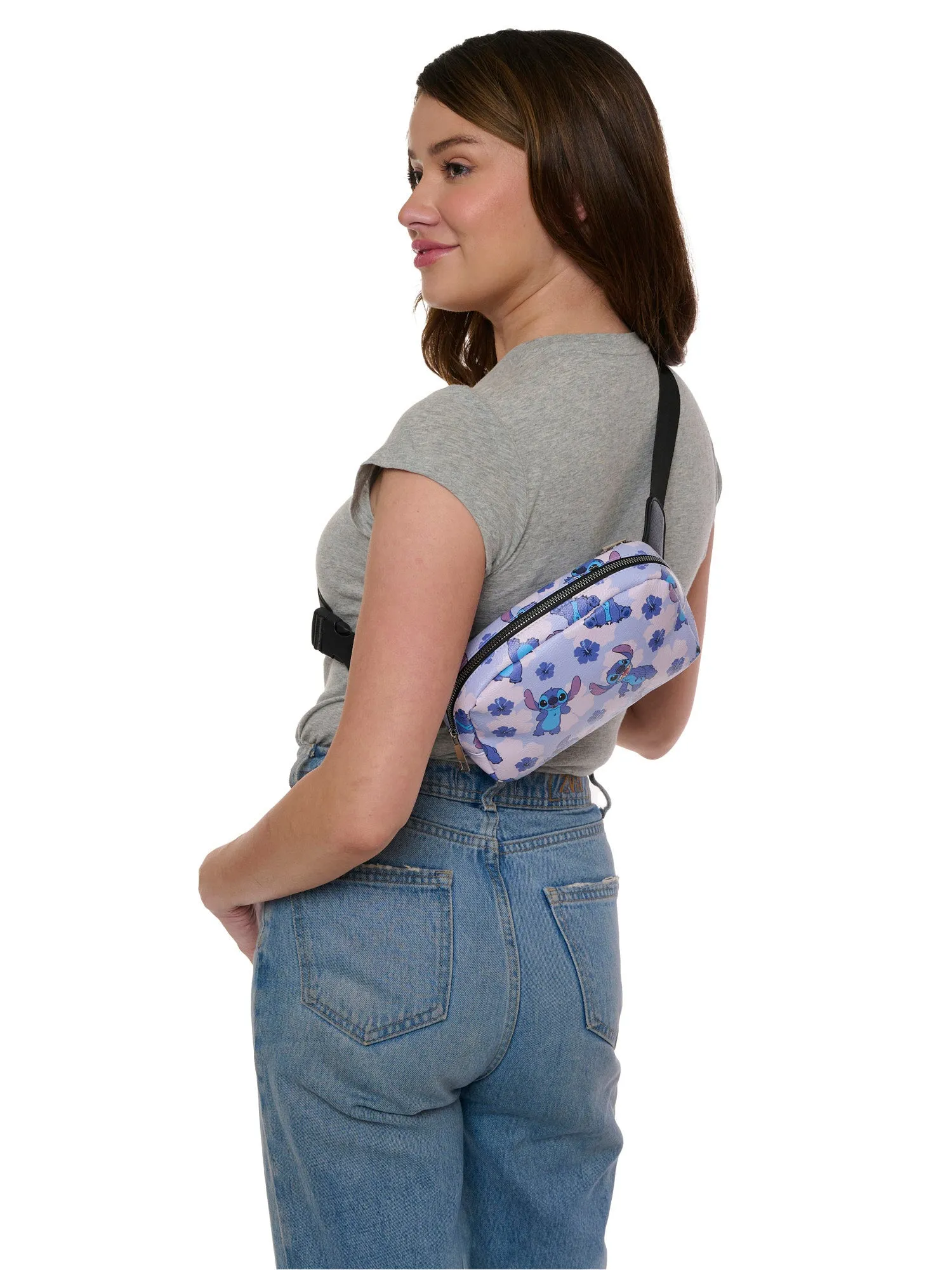 Disney Stitch Belt Bag Crossbody Fanny Pack Waist Bag Women's Floral Print Blue