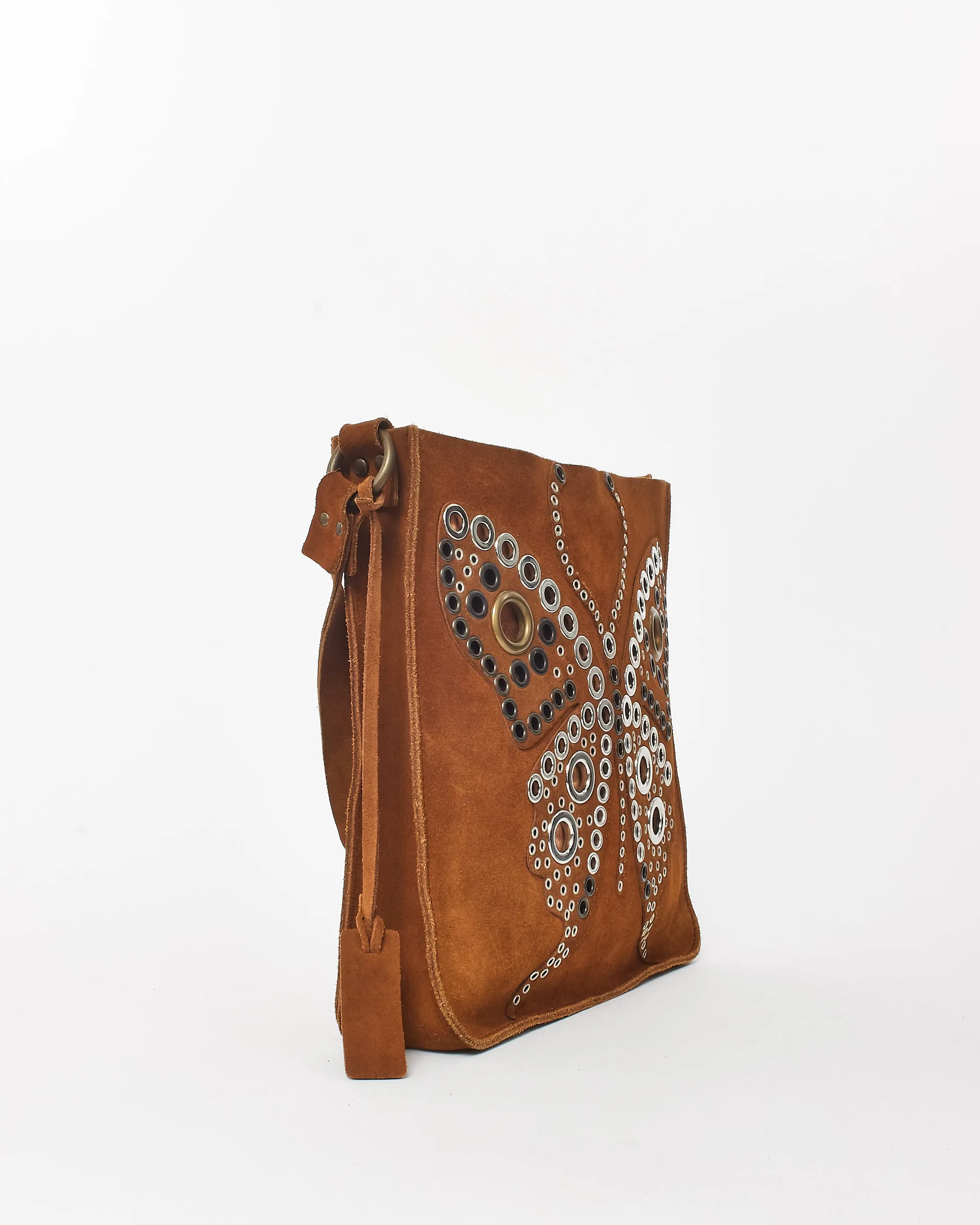 Dolce & Gabbana Vintage Brown Suede Butterfly Tote Bag