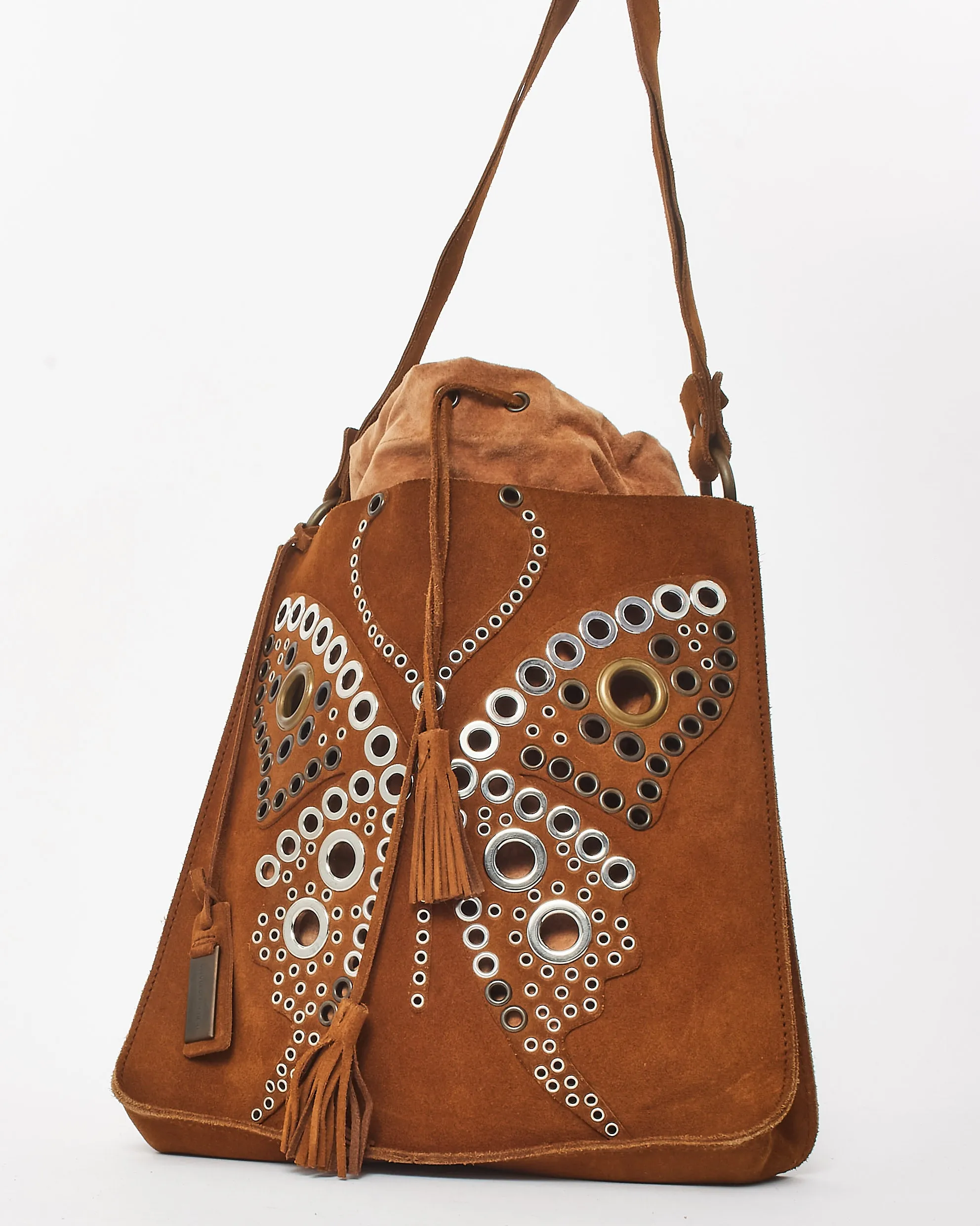 Dolce & Gabbana Vintage Brown Suede Butterfly Tote Bag