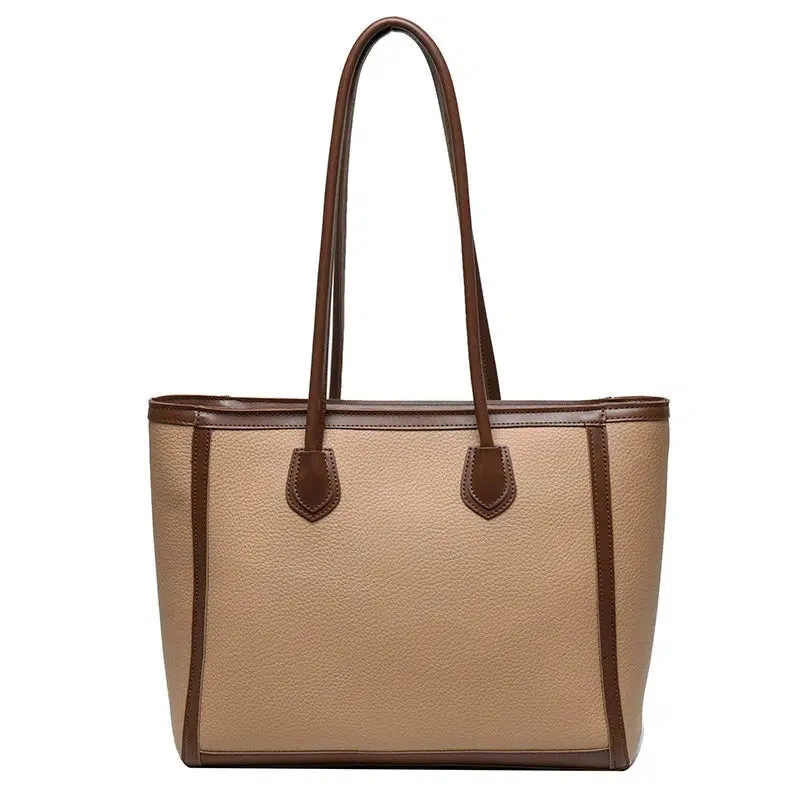 Double Handles Large Leather Tote Bag