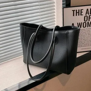 Double Handles Large Leather Tote Bag
