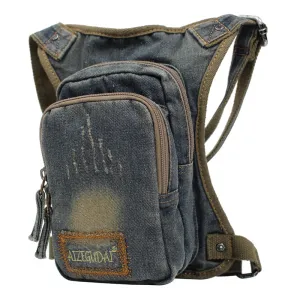 Drop Leg Bag Mens Denim Thigh Bag Fanny Pack for Men Blue Denim Bum Bag Waist Bag