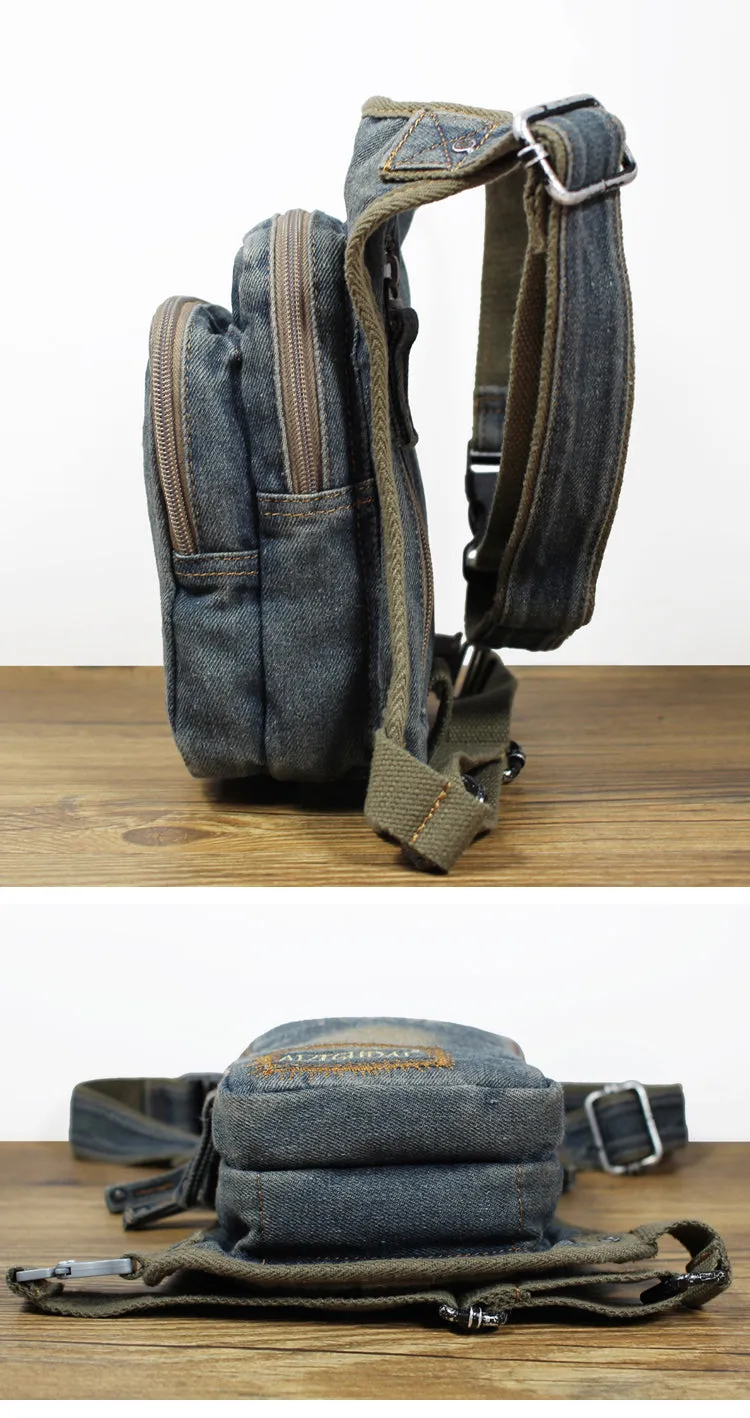 Drop Leg Bag Mens Denim Thigh Bag Fanny Pack for Men Blue Denim Bum Bag Waist Bag
