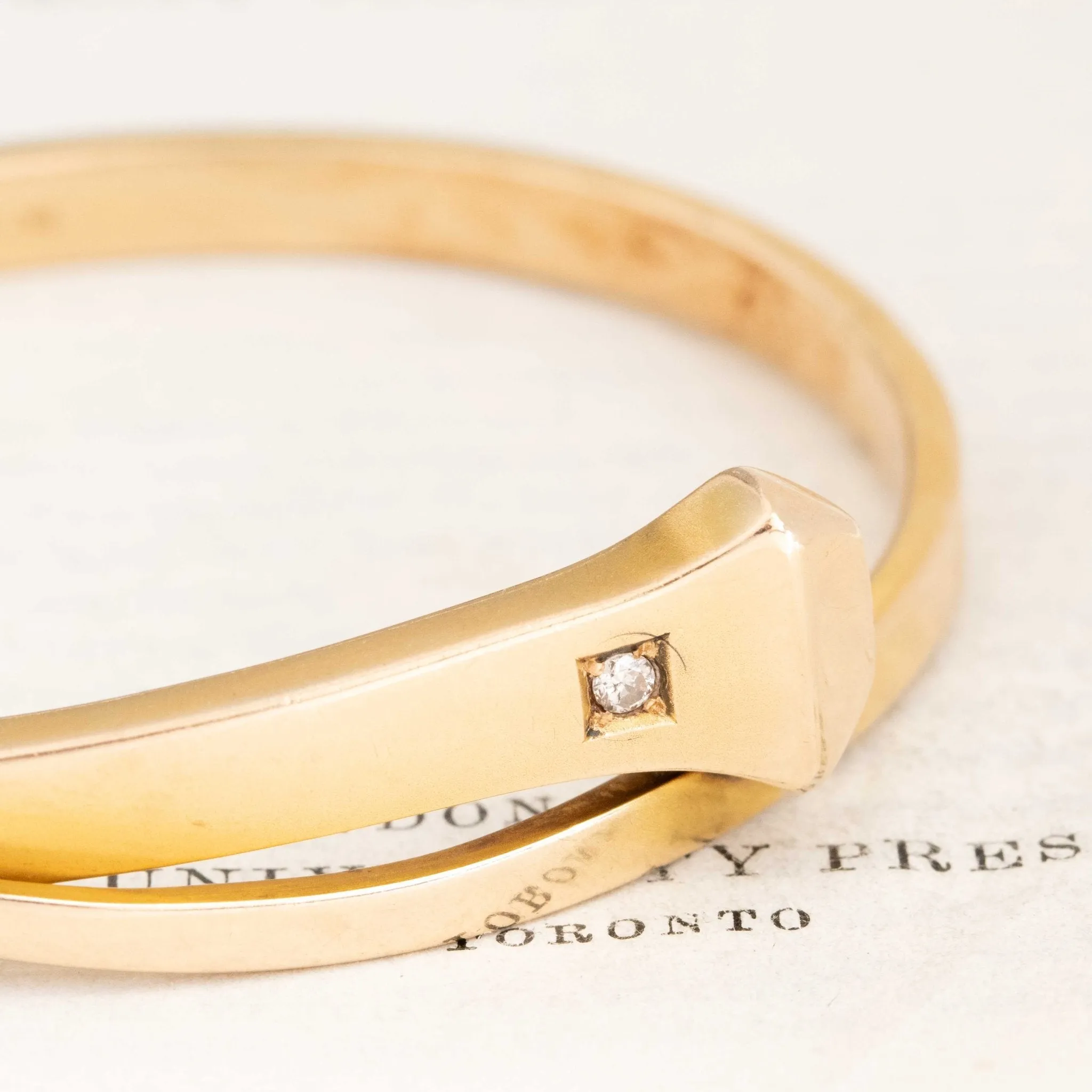 Edwardian Gold Nail Bangle Bracelet