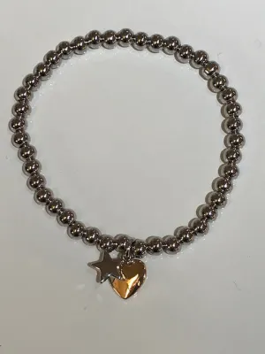 Emily Heart & Star Pendant Beaded Bracelet
