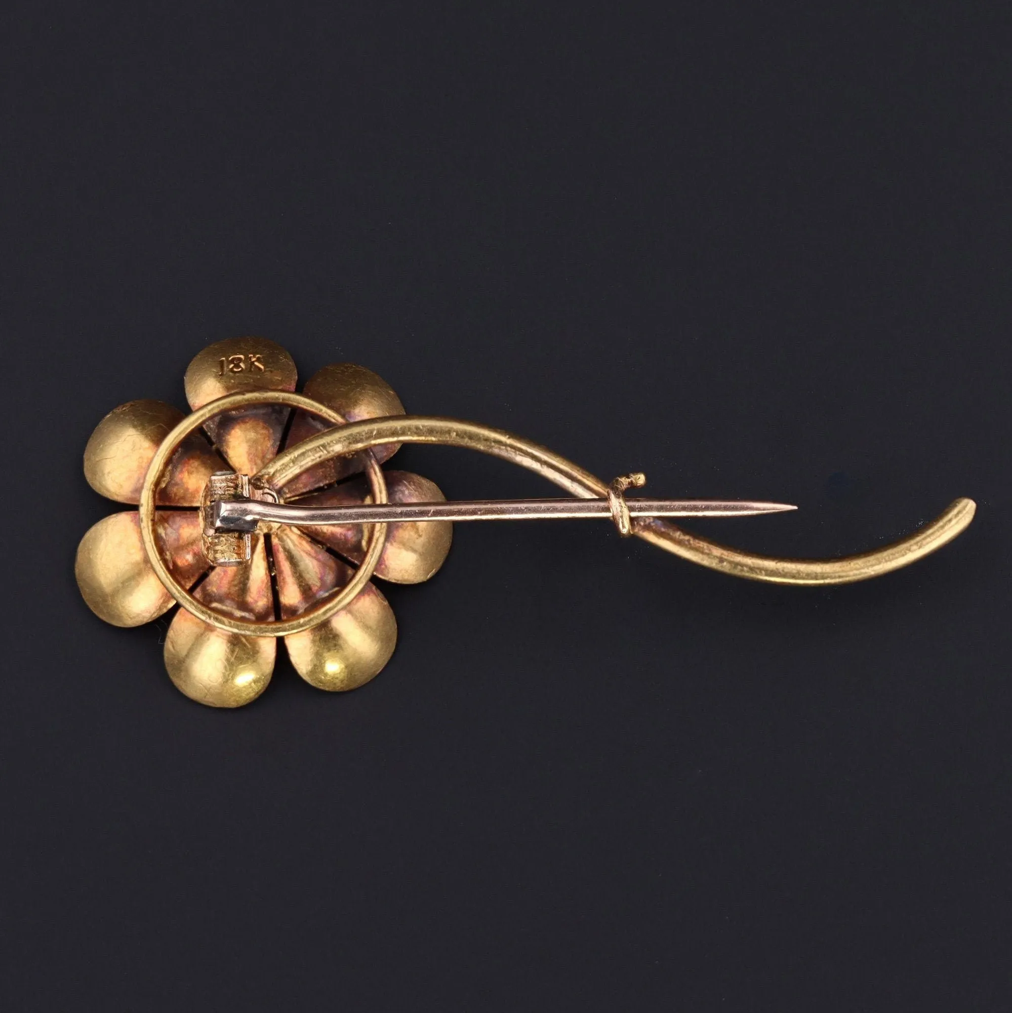 Enamel Flower Brooch | 18k Gold Flower Brooch