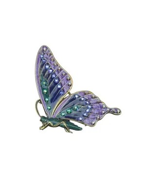 Enameled Crystal Butterfly Brooch