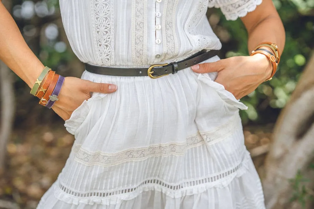 Everyday Skinny Brass Buckle Leather Belt