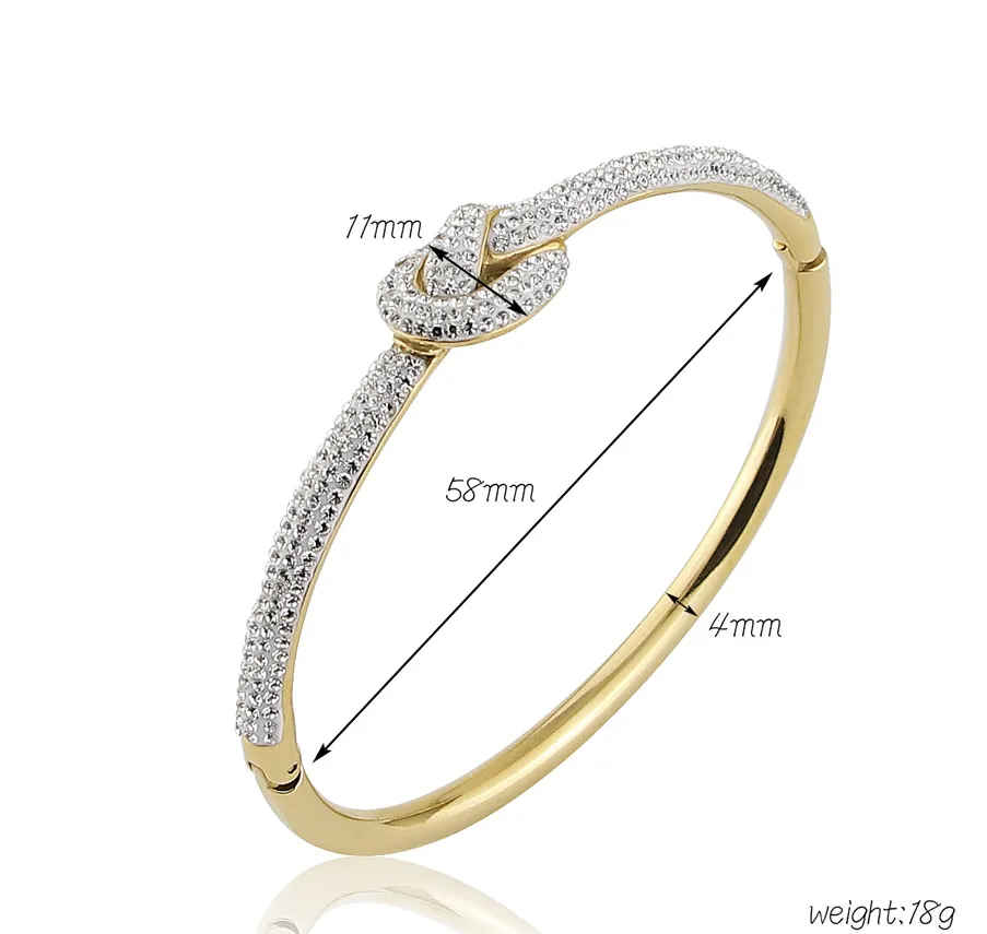 Fancy Pave CZ Knot Bangle Bracelet - Gold Or Silver