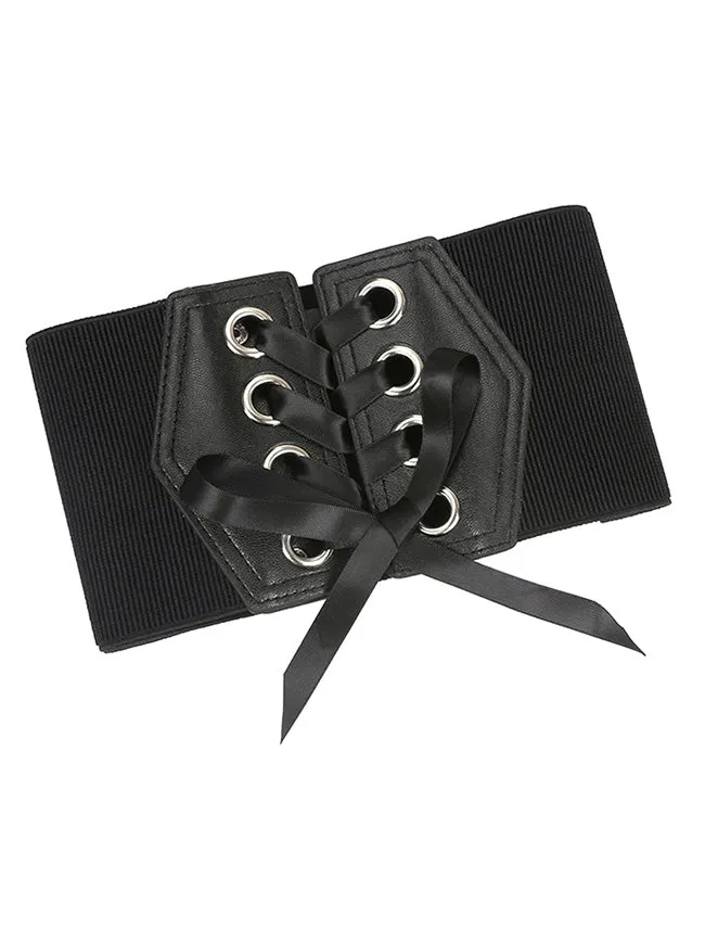 Fashion Leather Lace-up Elastic Wide Waist Corset Belt