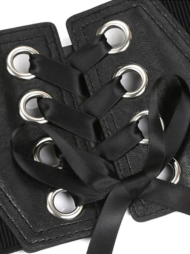 Fashion Leather Lace-up Elastic Wide Waist Corset Belt