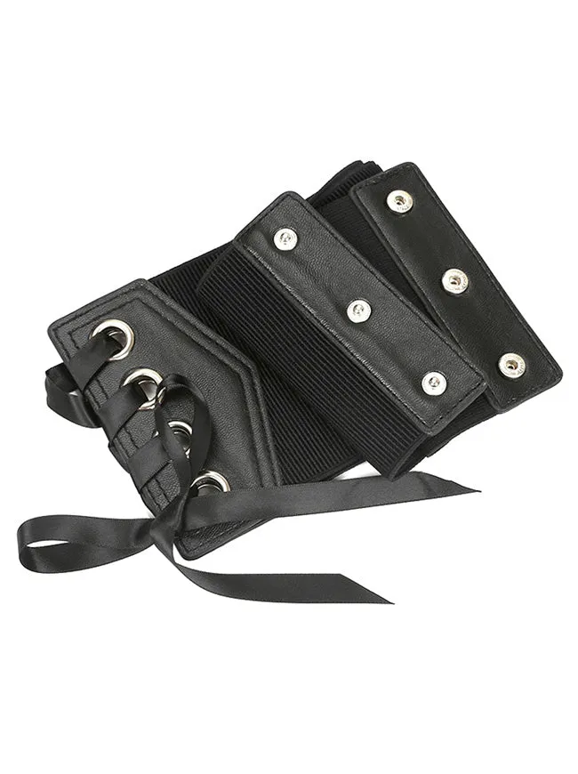 Fashion Leather Lace-up Elastic Wide Waist Corset Belt