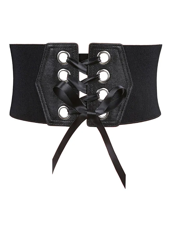 Fashion Leather Lace-up Elastic Wide Waist Corset Belt
