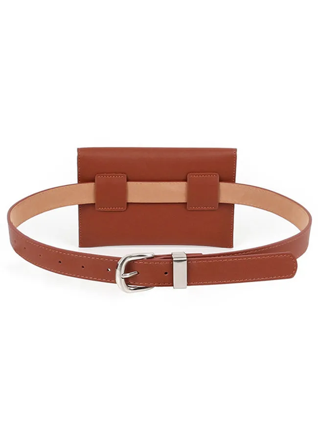 Fashion Simple PU Leather Waist Belt with Removable Pouch Bag