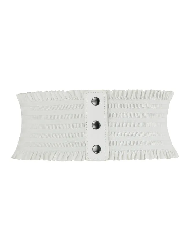 Faux Leather Waist Cincher Elastic Underbust Waspie Wide Belt