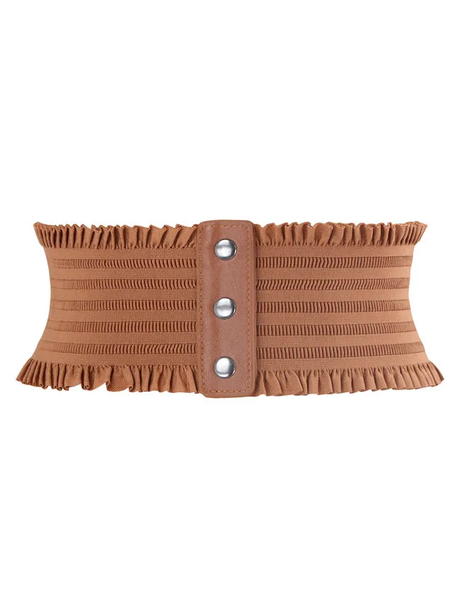 Faux Leather Waist Cincher Elastic Underbust Waspie Wide Belt