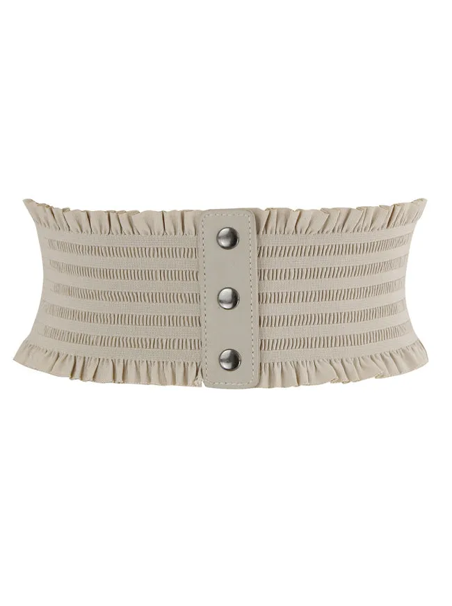 Faux Leather Waist Cincher Elastic Underbust Waspie Wide Belt