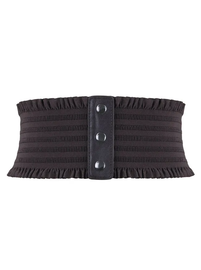 Faux Leather Waist Cincher Elastic Underbust Waspie Wide Belt