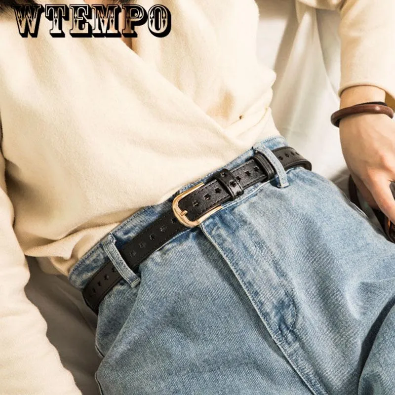 Female Straps Leather Belt Waistband Cummerbund Apparel Accessories Metal Buckle Thin Casual Belt