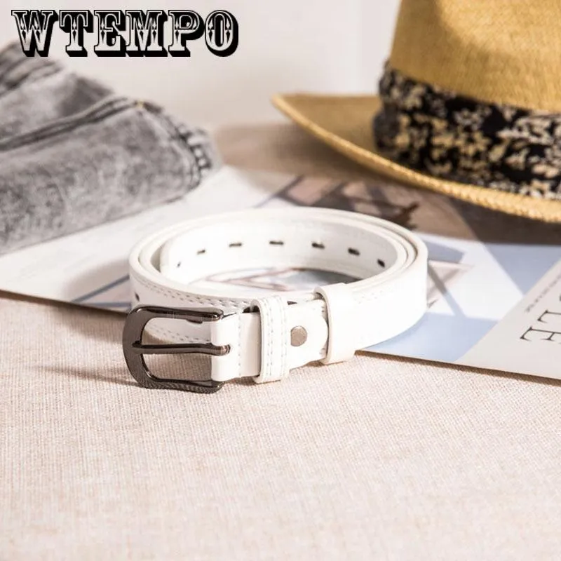 Female Straps Leather Belt Waistband Cummerbund Apparel Accessories Metal Buckle Thin Casual Belt