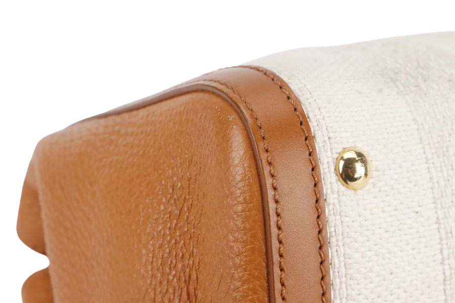 FENDI WHITE PYTHON TRIM CANVAS SILVANA SATCHEL MULTIPLE COLORS TOP FLAP GOLD HARDWARE WITH DUST COVER