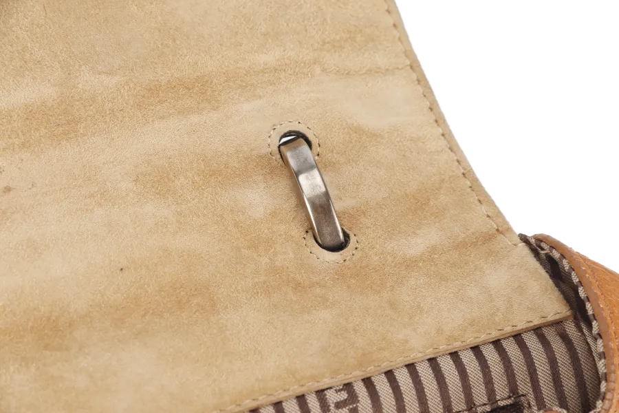 FENDI WHITE PYTHON TRIM CANVAS SILVANA SATCHEL MULTIPLE COLORS TOP FLAP GOLD HARDWARE WITH DUST COVER