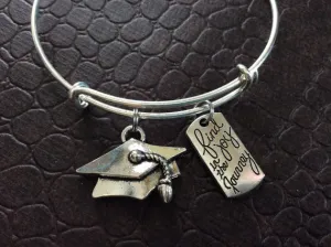 Find Joy in The Journey Graduation Cap Charm Bangle Adjustable Expandable Wire Bangle Bracelet Graduation Gift Trendy Teenager Stacking