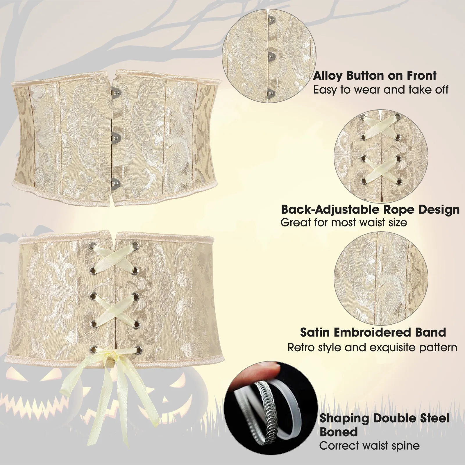 Floral Corset Waist Belt for Women,Embroidered Lace up Waist Belt Wide Waistband Obi Tied Waspie Belt
