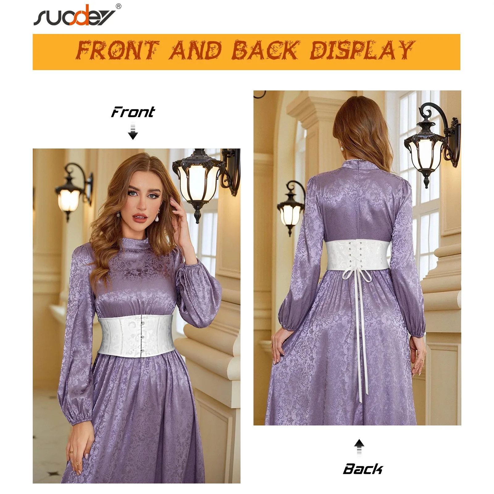Floral Corset Waist Belt for Women,Embroidered Lace up Waist Belt Wide Waistband Obi Tied Waspie Belt