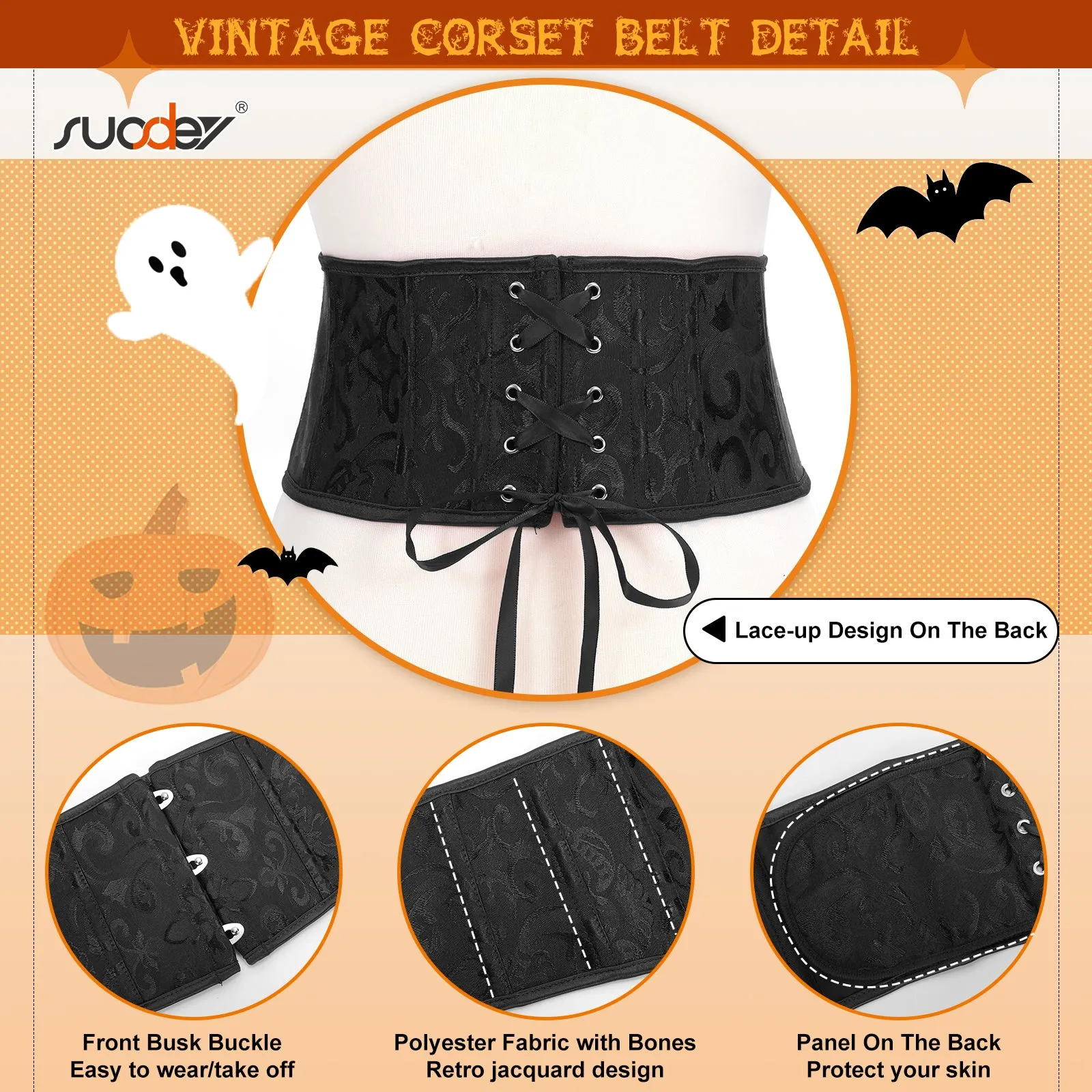 Floral Corset Waist Belt for Women,Embroidered Lace up Waist Belt Wide Waistband Obi Tied Waspie Belt