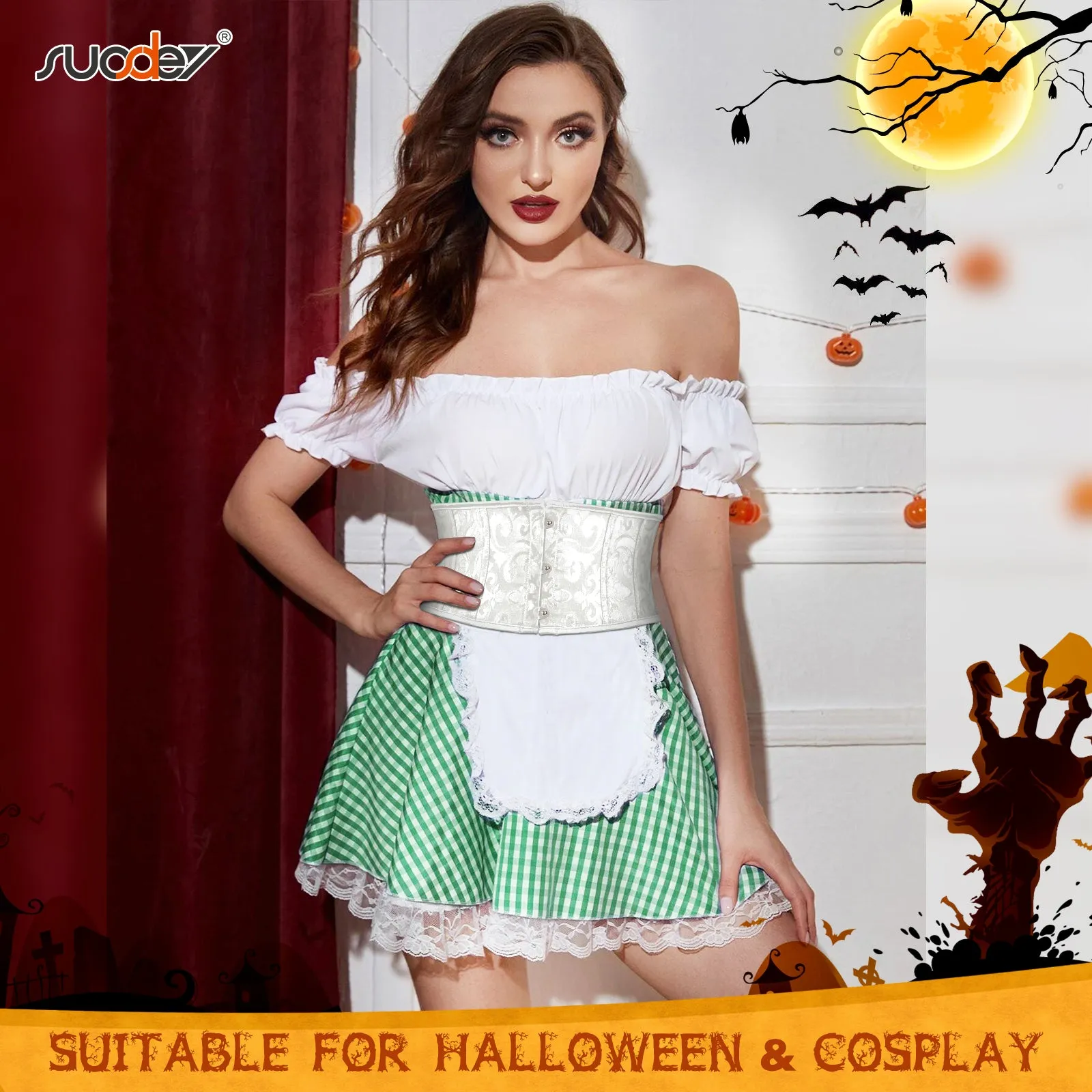 Floral Corset Waist Belt for Women,Embroidered Lace up Waist Belt Wide Waistband Obi Tied Waspie Belt