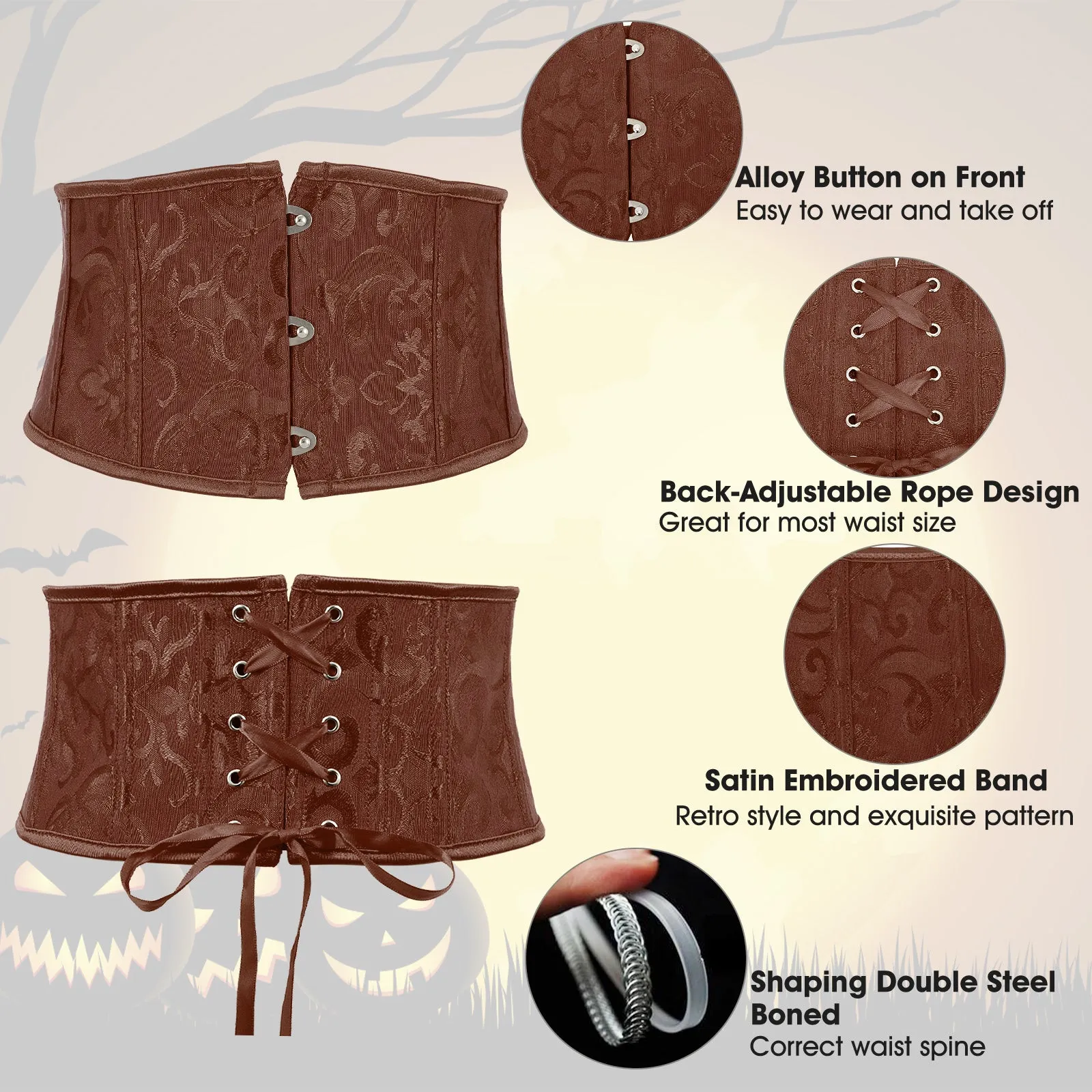Floral Corset Waist Belt for Women,Embroidered Lace up Waist Belt Wide Waistband Obi Tied Waspie Belt