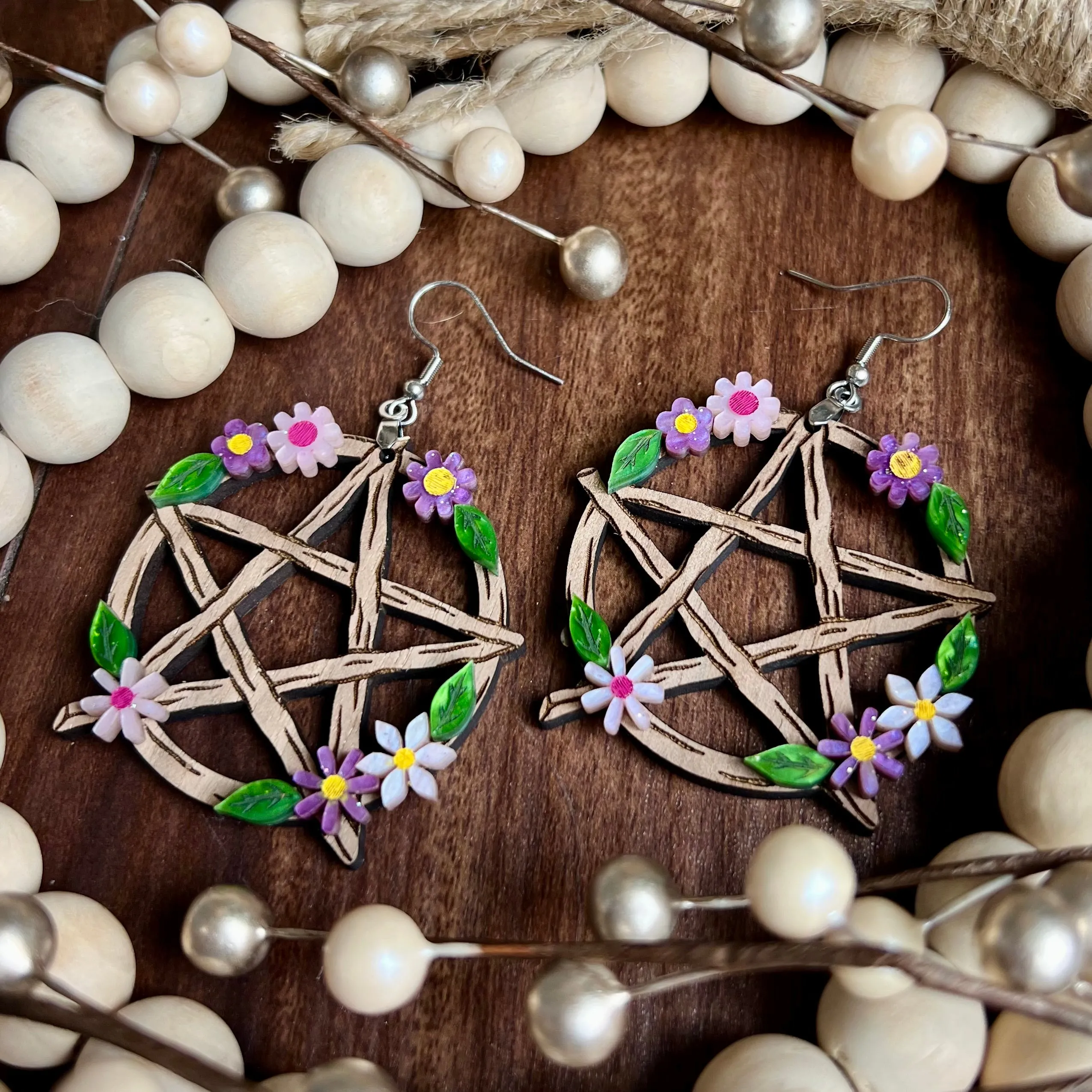 Floral Pentacle Dangles