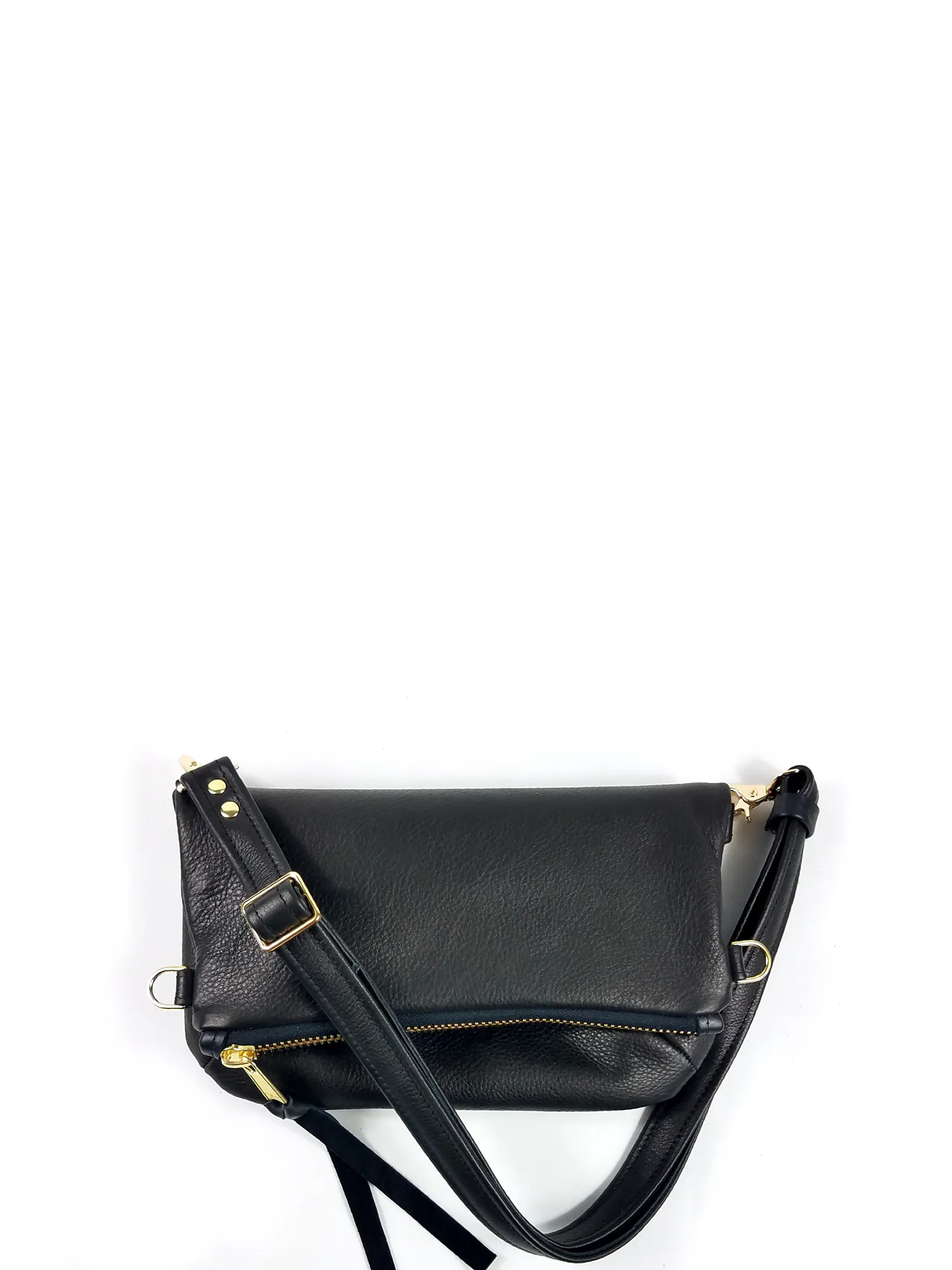 Foldover Satchel - Black Nassa