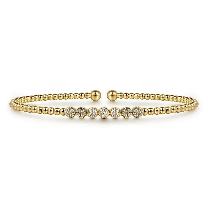 Gabriel 14K Yellow Gold Bujukan Bead and Cluster Diamond Bangle