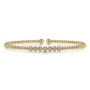 Gabriel 14K Yellow Gold Bujukan Bead and Cluster Diamond Bangle