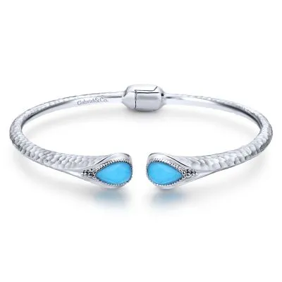 Gabriel & Co Sterling Silver Rock Crystal & Turquoise Bangle