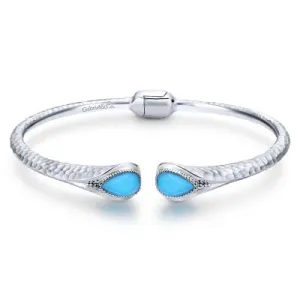 Gabriel & Co Sterling Silver Rock Crystal & Turquoise Bangle